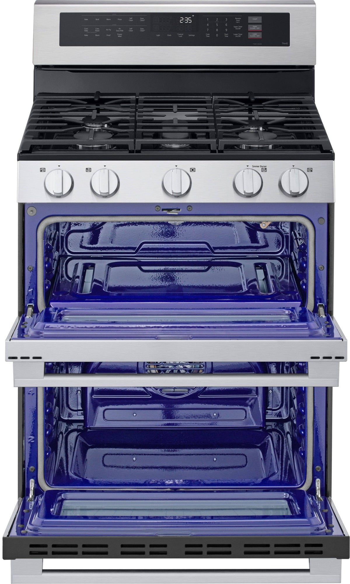 LG - 30-in Wide 6.9 Cu. Ft. Slide-In Double Oven Gas True Convection Smart Range with 5 Burners and UltraHeat 20K BTU Burner - Stainless Steel