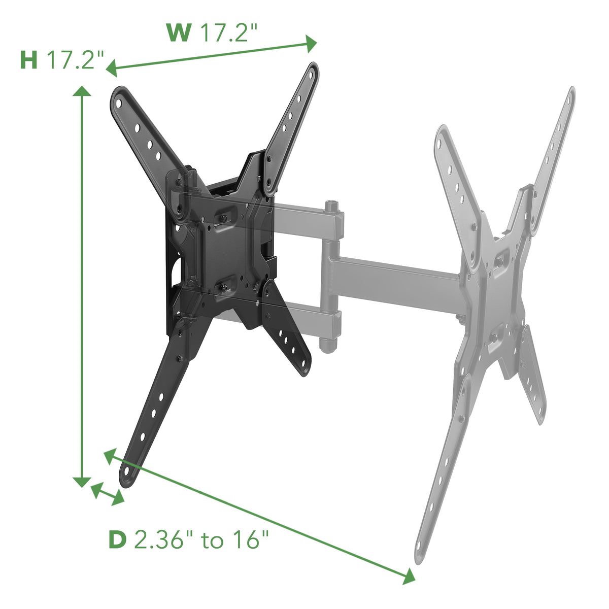 Insignia™ - Full-Motion TV Wall Mount for Most 19–55" TVs, Up to 65 lbs. — Extends 16" - Black