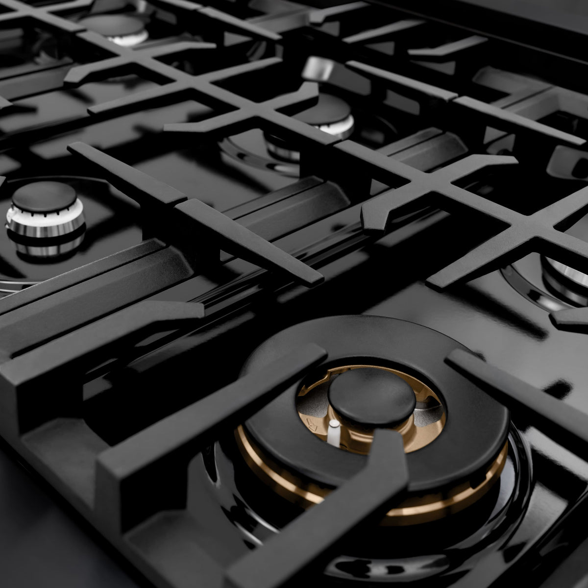ZLINE - 36 in. Classic Gas Rangetop with 6 Burners and Porcelain Cooktop in Black Stainless Steel (RTB2-36) - Black Stainless Steel