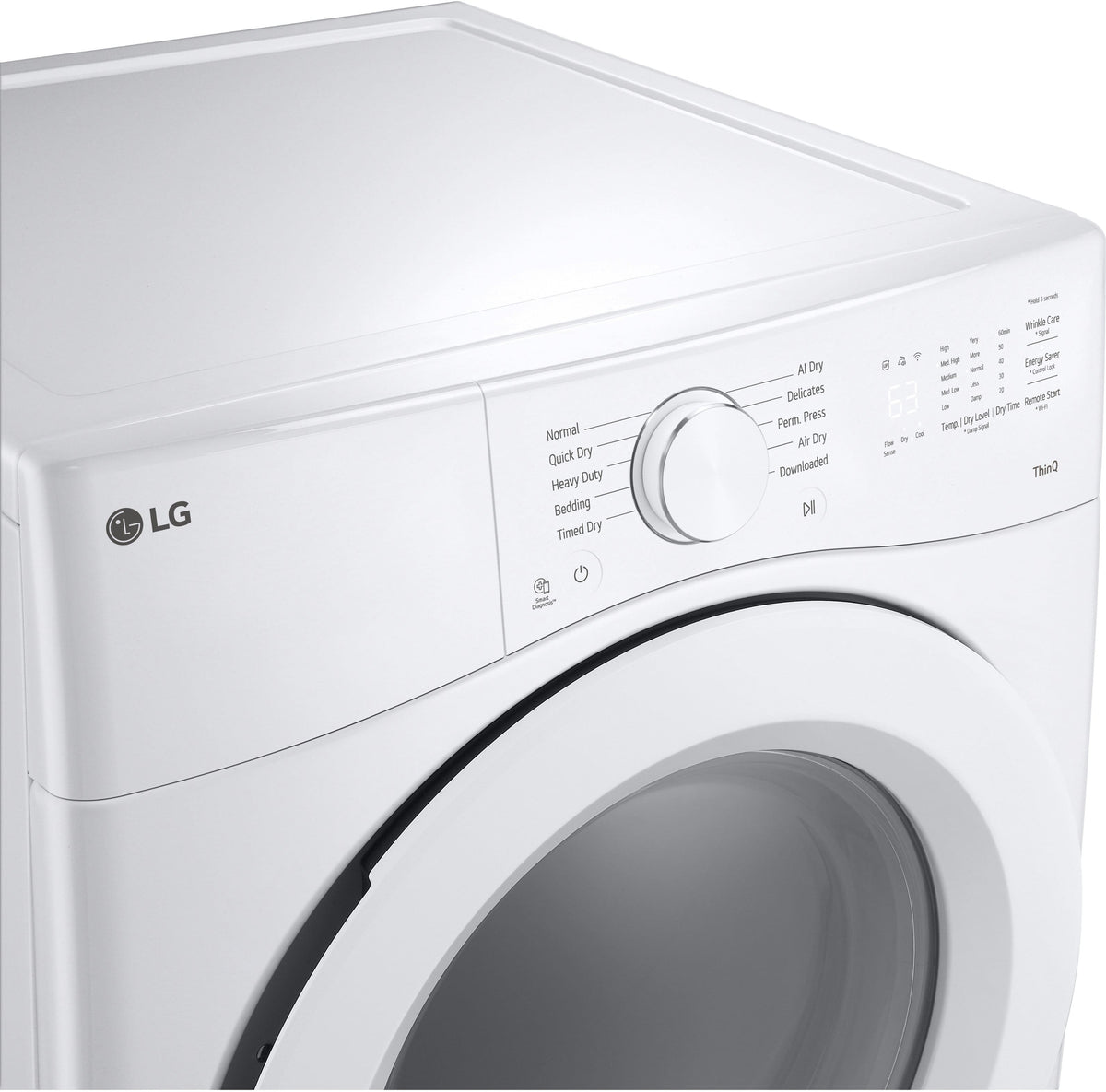 LG - 7.4 Cu. Ft. Ultra Large Stackable Smart Electric Dryer with AI Sensor Dry and LoDecibel Quiet Operation - White