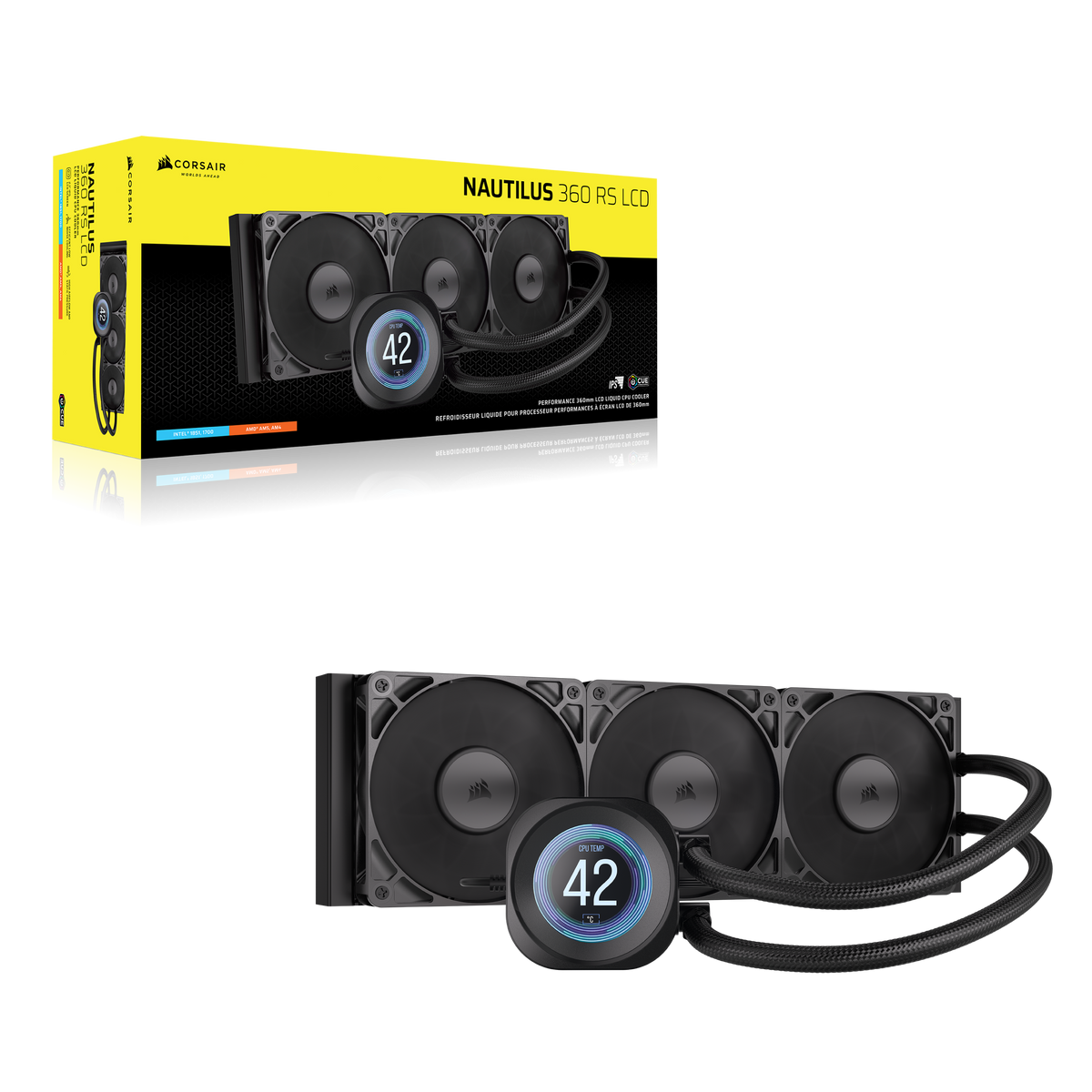 CORSAIR - NAUTILUS 360 RS LCD Liquid CPU Cooler - Black