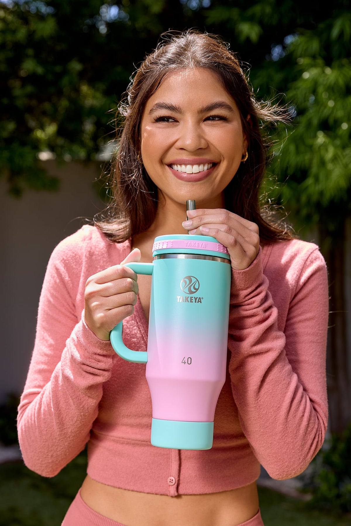 Takeya - 40-oz. Straw Tumbler with Handle - Ombre Dream