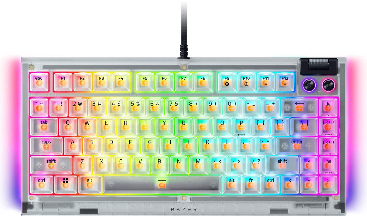 Razer - Blackwidow V4 75% Wired Mechanical Orange Switch Gaming Keyboard with Hot-Swappable Design - Phantom White