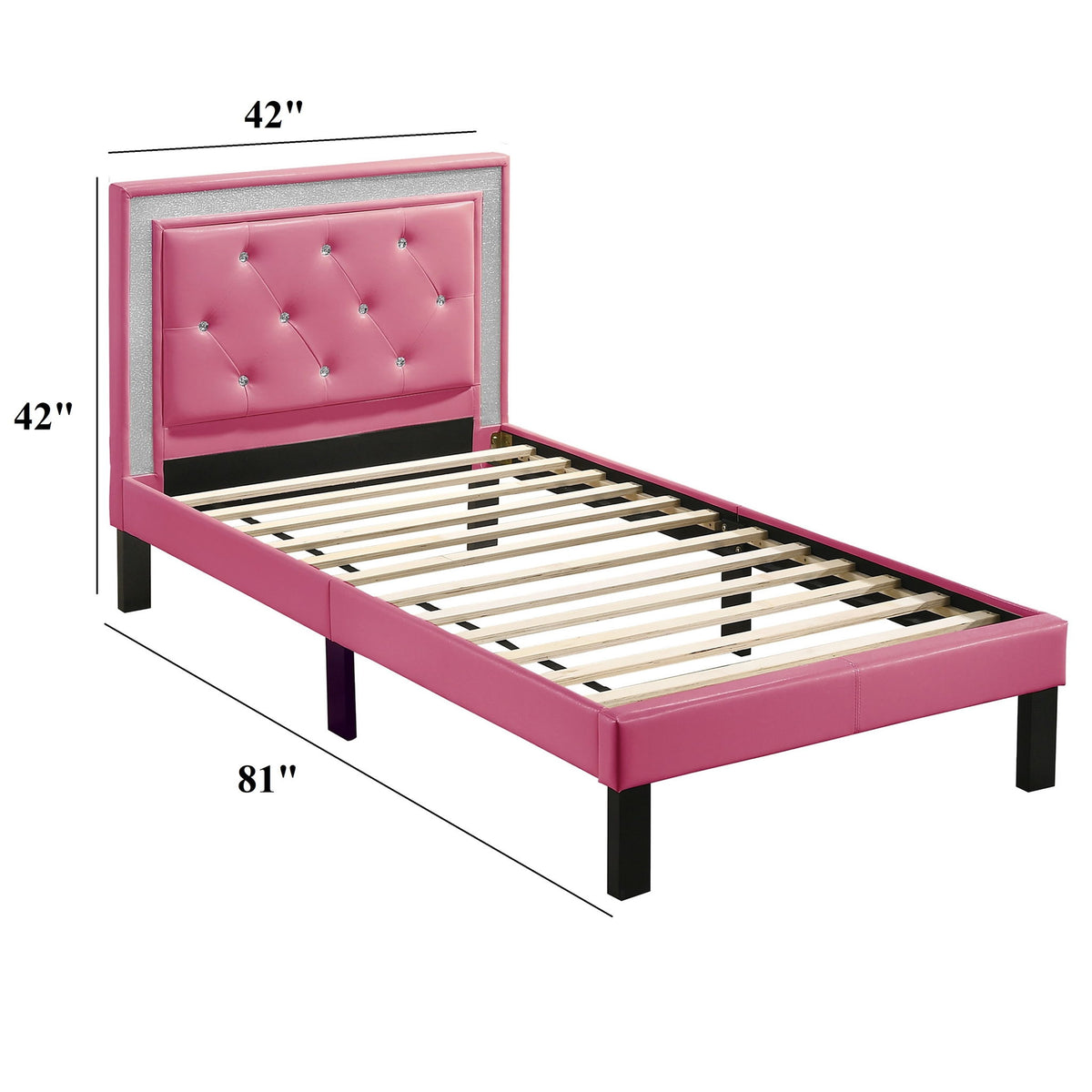 Cama de estilo glamuroso con cabecero acolchado y capitoné de diamantes