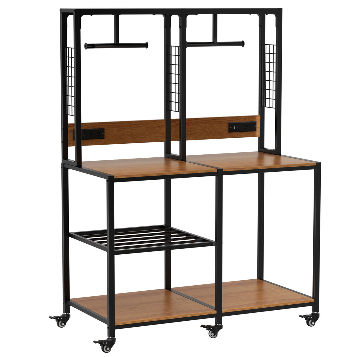 Soporte doble para impresora 3D con almacenamiento de filamento, soporte de filamento tipo T, ruedas bloqueables, estante móvil o fijo para impresora para el hogar - Negro