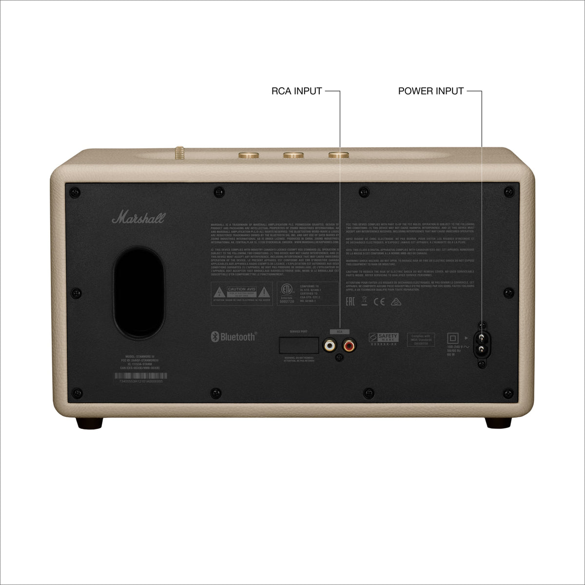 Marshall - Stanmore III Bluetooth Home Speaker with Bass / Treble / Volume Controls and 3.5 mm Auxiliary / RCA Inputs - Cream