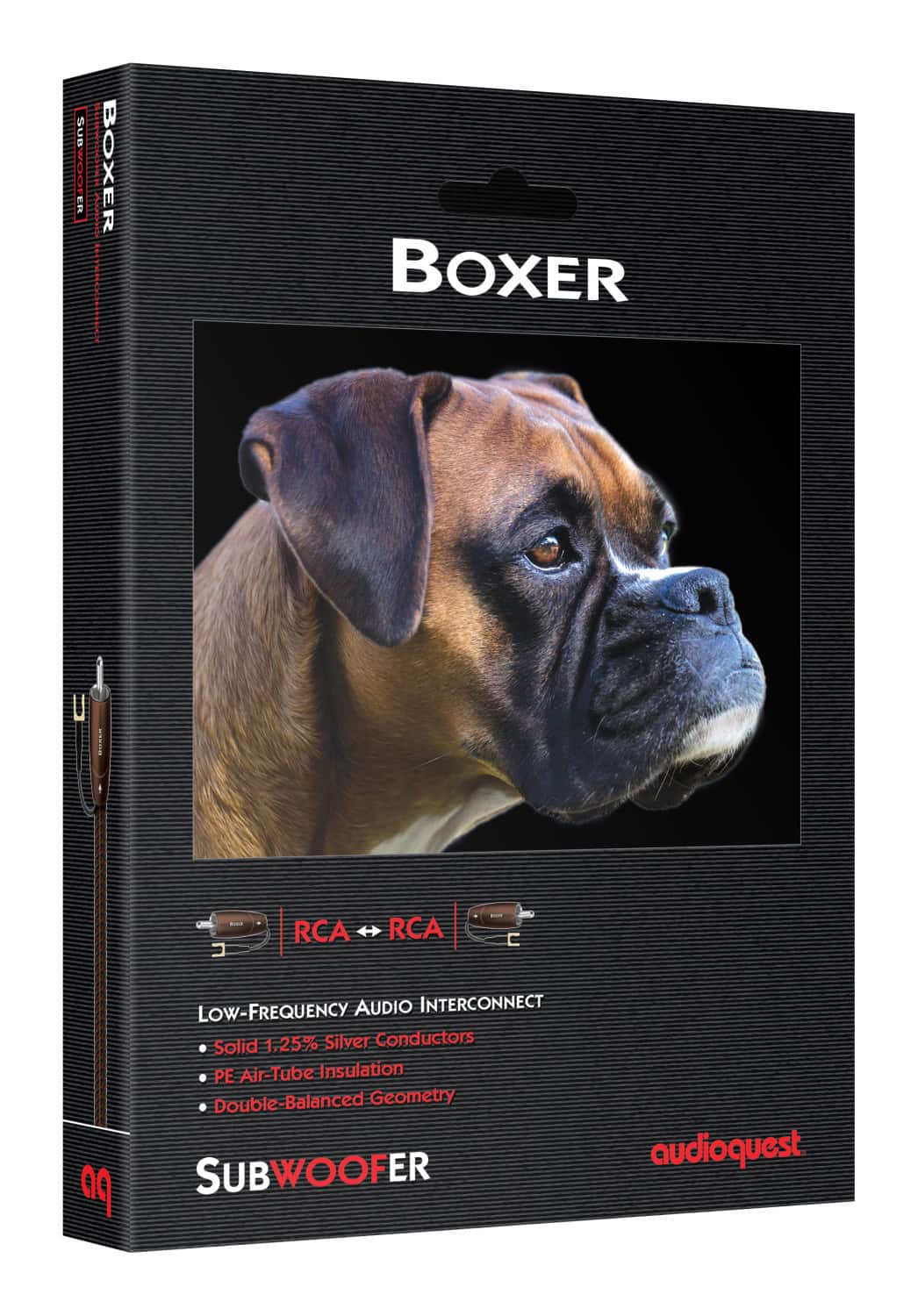 AudioQuest - Boxer RCA 16.4' Analog Low-Frequency Subwoofer Audio Interconnect - Brown on Black