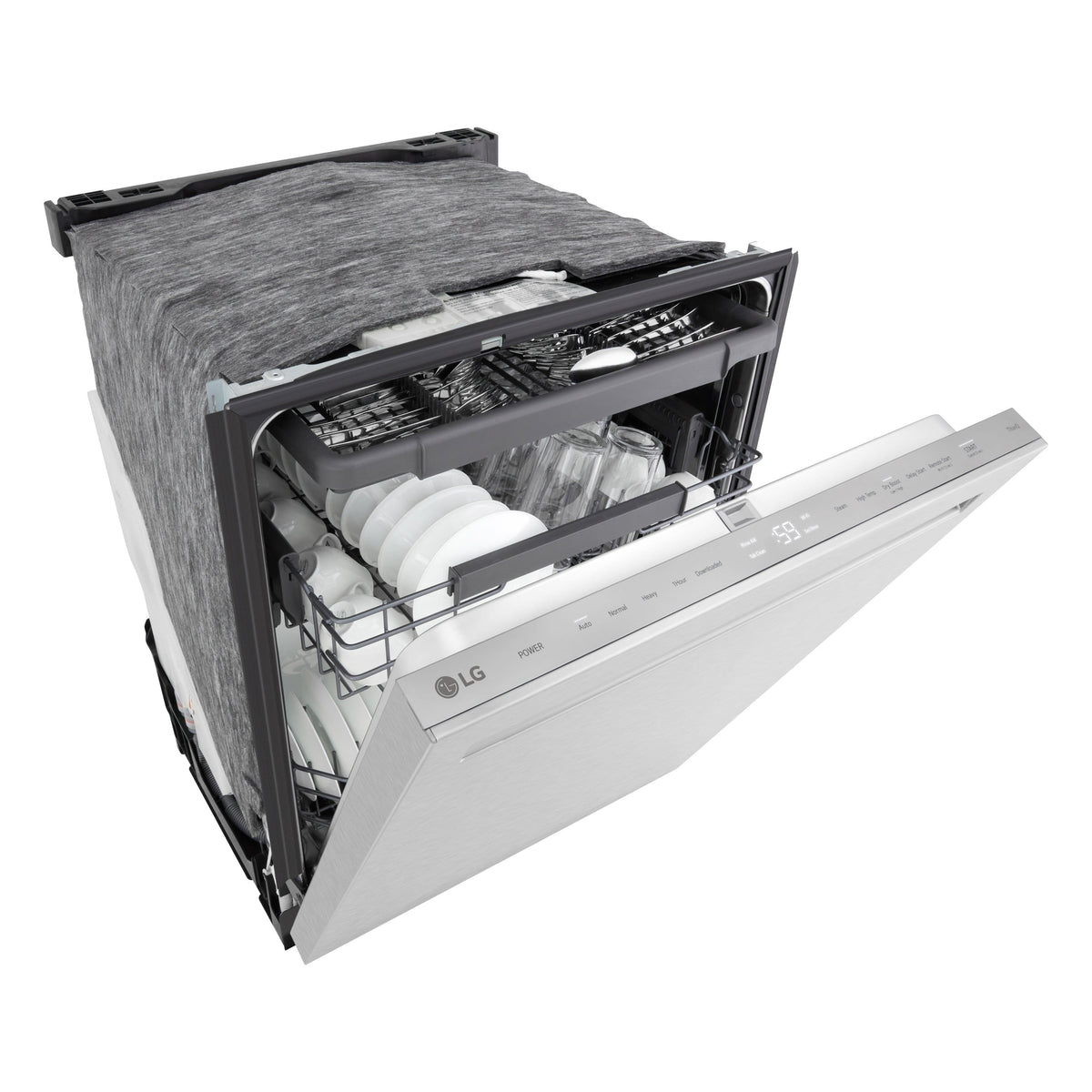 LG - FlushFit 24-in Top Control Smart Built-In Stainless Steel Tub Dishwasher with 3rd Rack, 1-Hour Wash and Dry, 46dBA - Stainless Steel