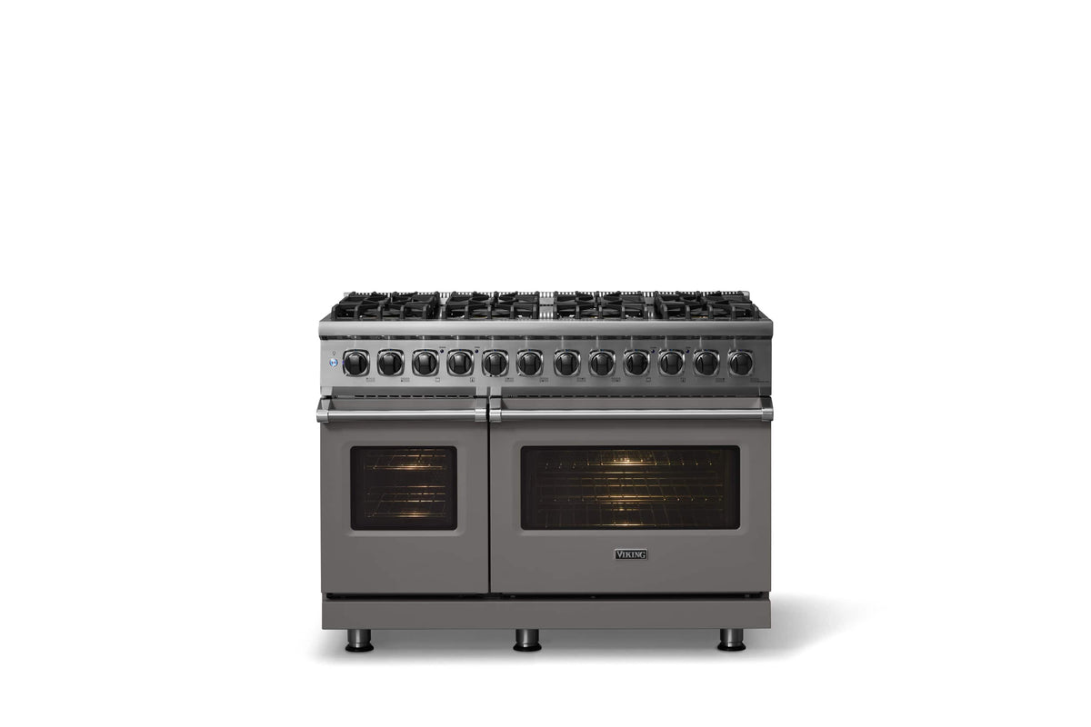 Viking - 48 in. Wide 8 Burner 5-Series Gas Open Burner Range - Damascus Gray