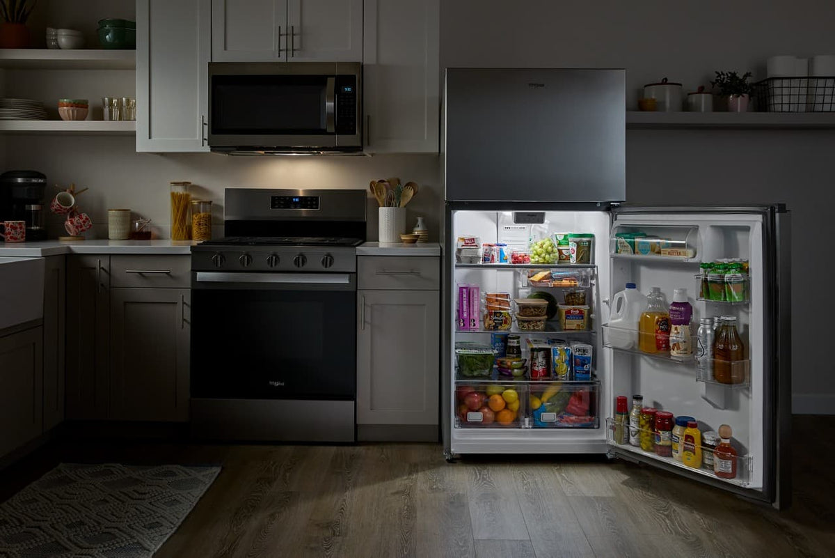 Whirlpool - 30 in. Wide 19.2 cu. ft. Top-Freezer Refrigerator with Total Coverage Cooling - Fingerprint-Resistant Stainless Finish
