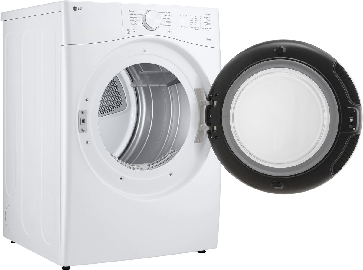 LG - 7.4 Cu. Ft. Ultra Large Stackable Smart Electric Dryer with AI Sensor Dry and LoDecibel Quiet Operation - White