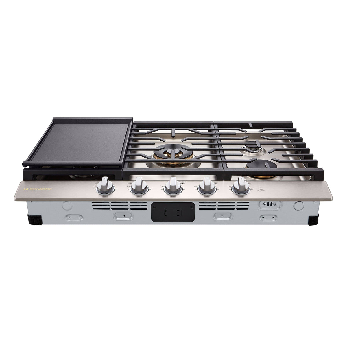 LG - SIGNATURE 36-in Wide Built-In Smart Gas Cooktop with 5 Burners, 24K BTU UltraHeat Dual Burner and LED Illuminated Knobs - Stainless Steel