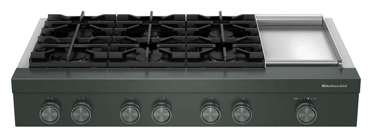 KitchenAid 48-inch 6-Burner Gas Commercial-Style Rangetop with Griddle - Juniper