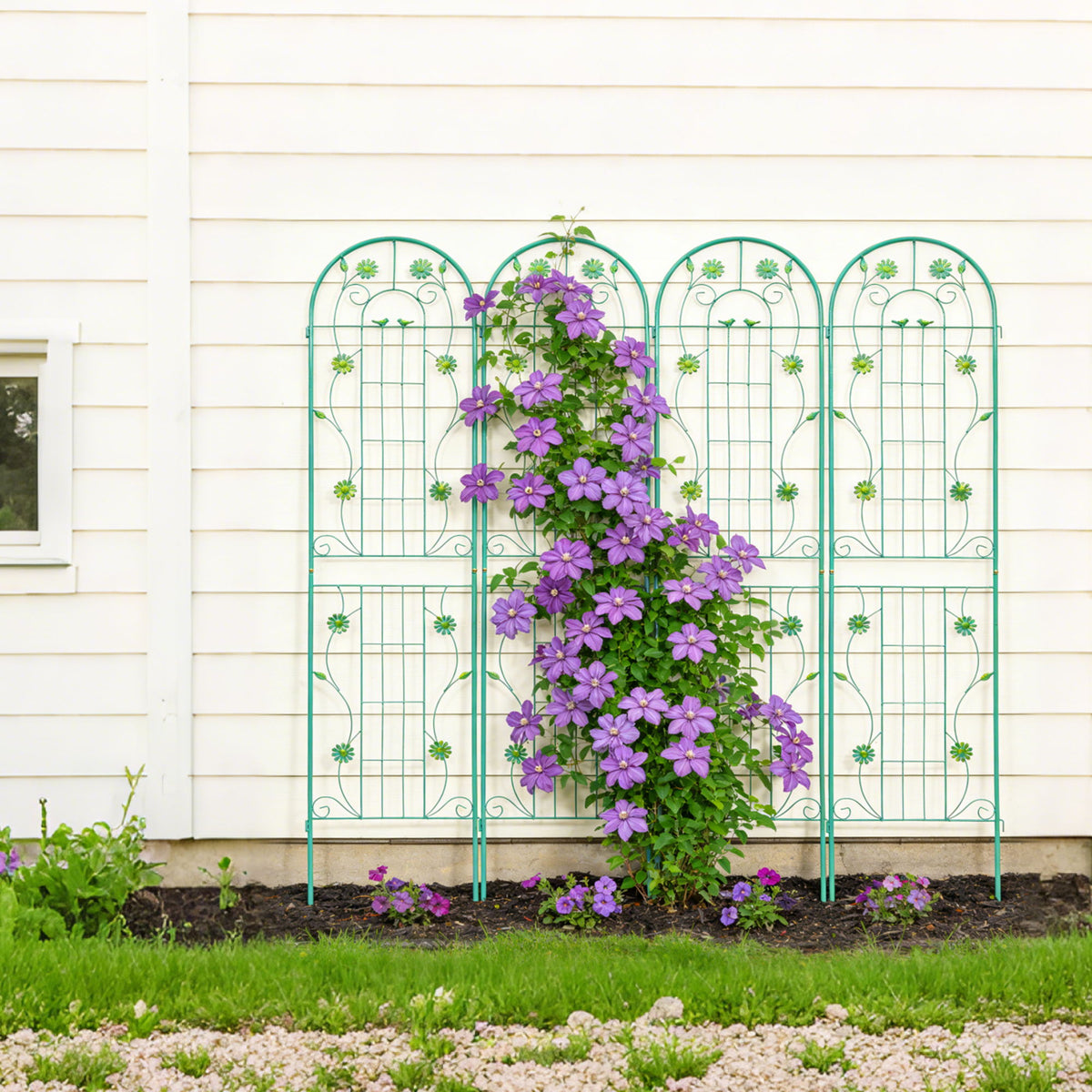 Enrejado de metal para jardín, enrejado inoxidable para plantas trepadoras, soporte para flores de exterior
