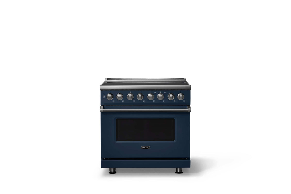 Viking - 36 in. Wide 6 Elements Pro 5 Series 5.6 Cu. Ft. Freestanding Induction Convection Range - Slate Blue