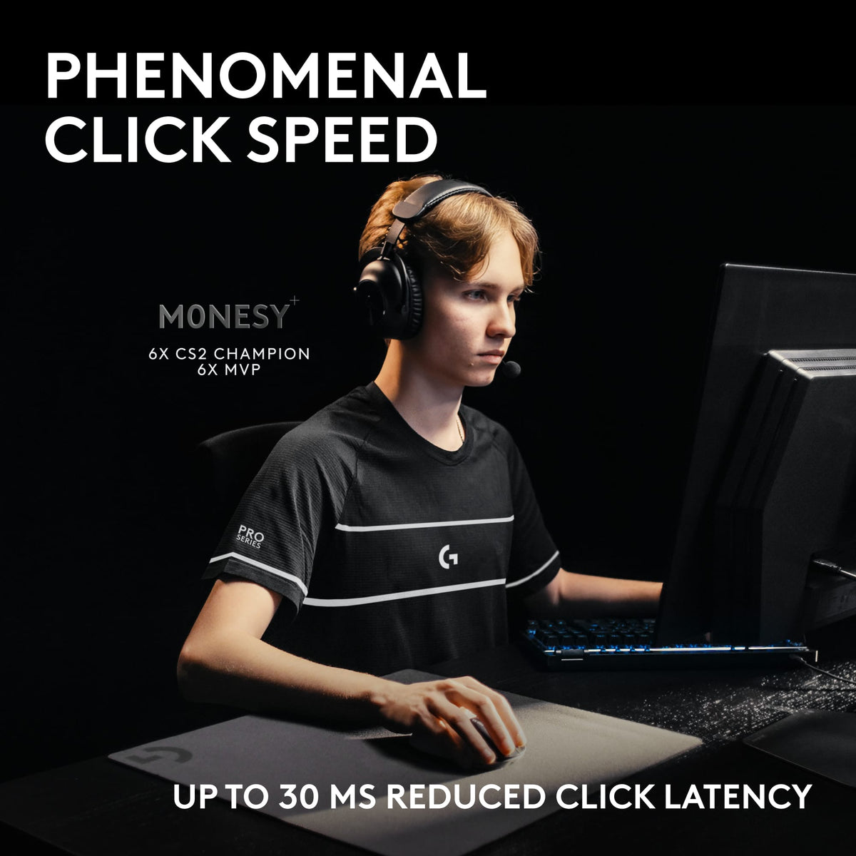 Logitech - PRO X2 SUPERSTRIKE LIGHTSPEED Lightweight Wireless Gaming Mouse with Customizable Click Haptics for PC/Mac/Laptop - Wireless - White