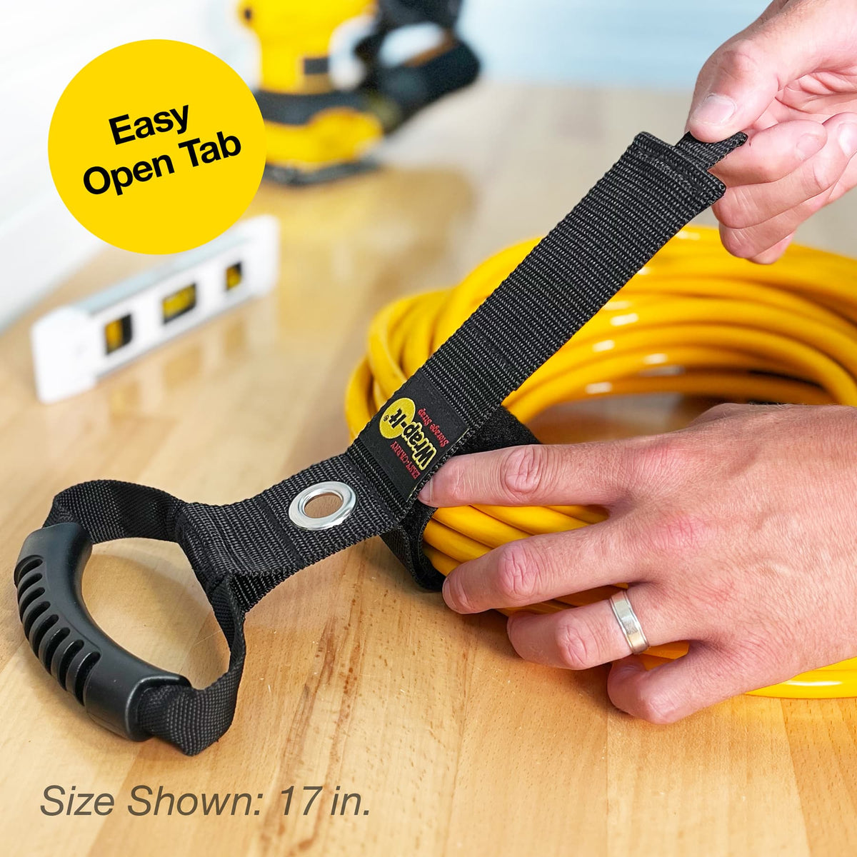 Wrap-It Storage - Easy-Carry Strap - 22-inch - Hook and Loop Carrying Strap with Handle and Grommet - Black
