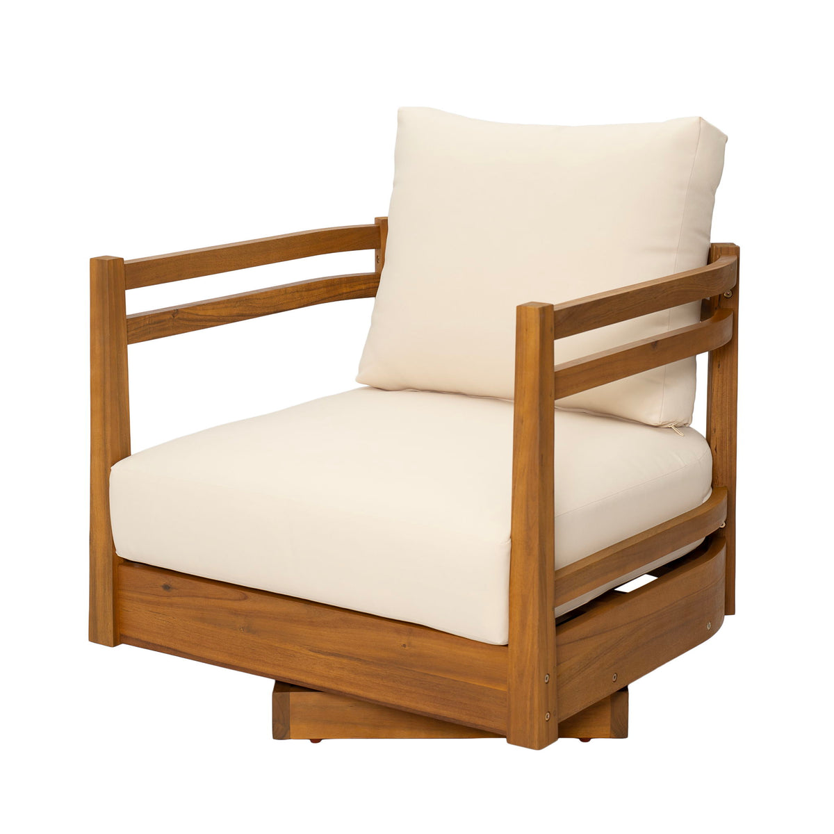 Silla giratoria lisa para exteriores con cojines
