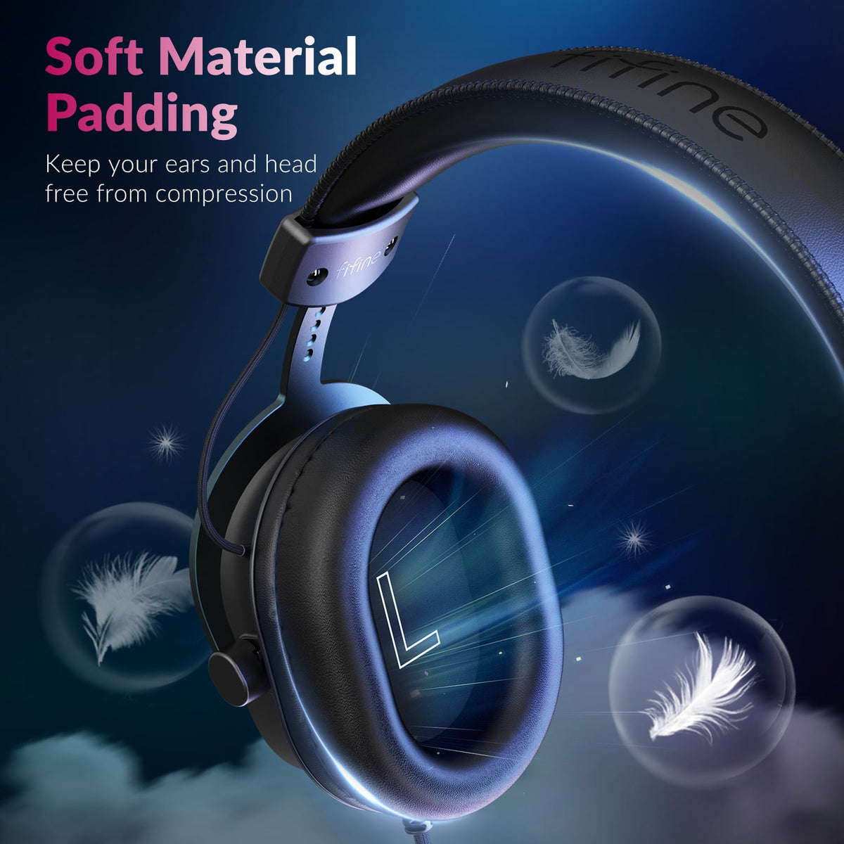 FIFINE - Gaming USB Headset with 7.1 Surround Sound for PS5/Xbox/Switch, AmpliGame H9 - Black