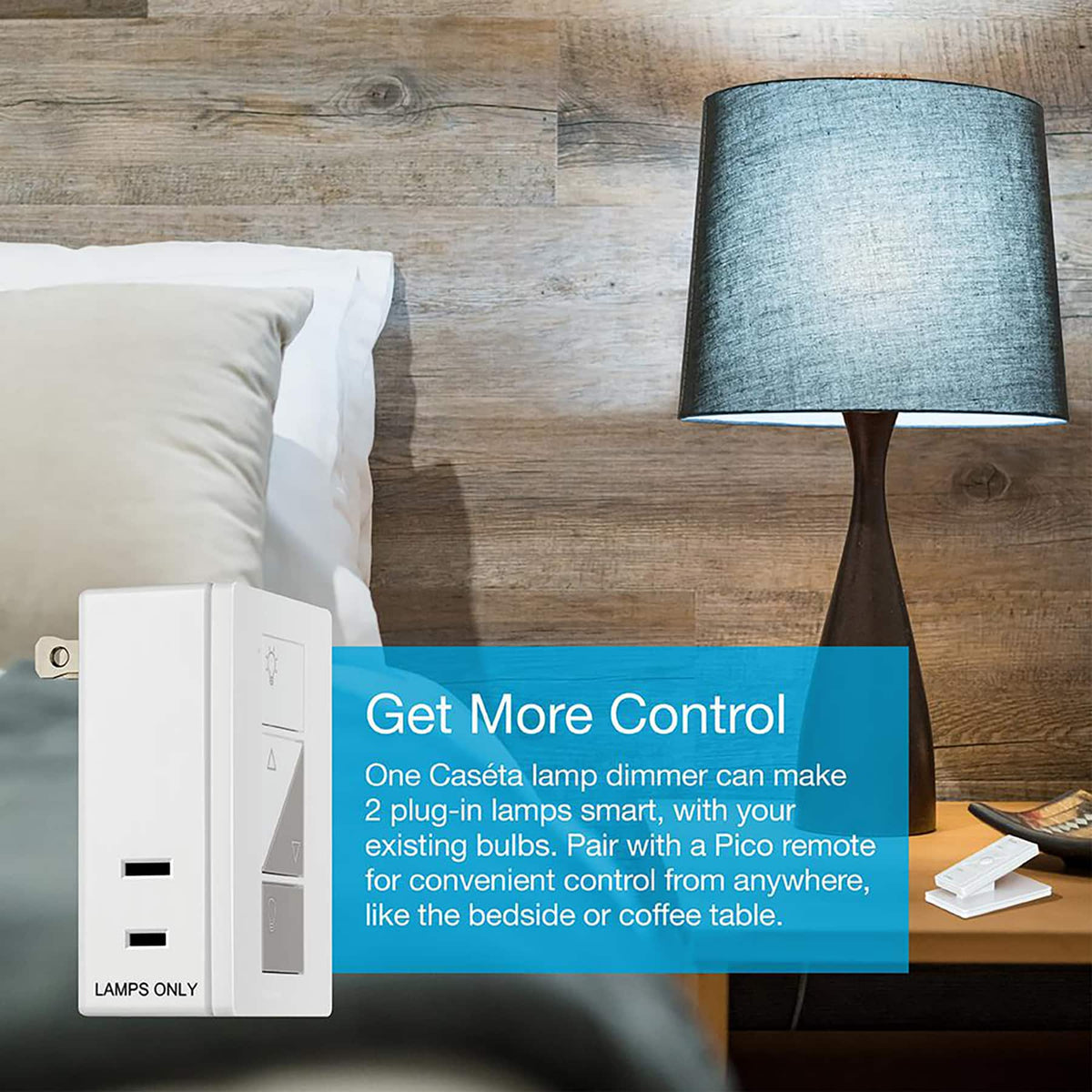 Lutron - Caseta Smart Lighting Lamp Dimmer and Remote Kit - White