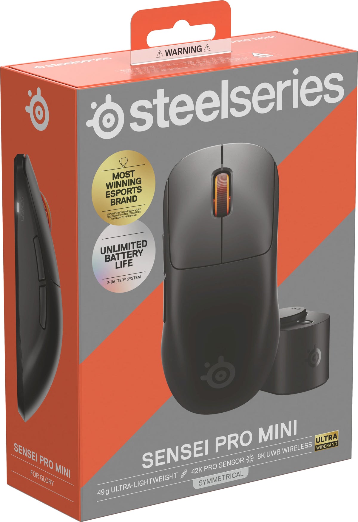 SteelSeries - Sensei Pro Mini Wireless Optical Symmetrical Gaming Mouse with 8K Polling – Ultra-Wideband/RF for PC - Wireless - Black