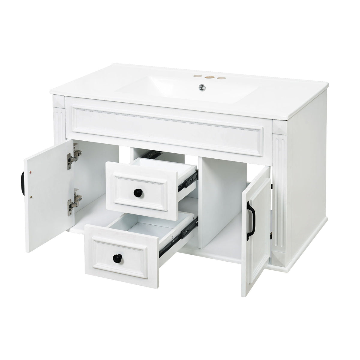 Gabinete de baño de estilo francés sencillo montado en la pared con lavabo