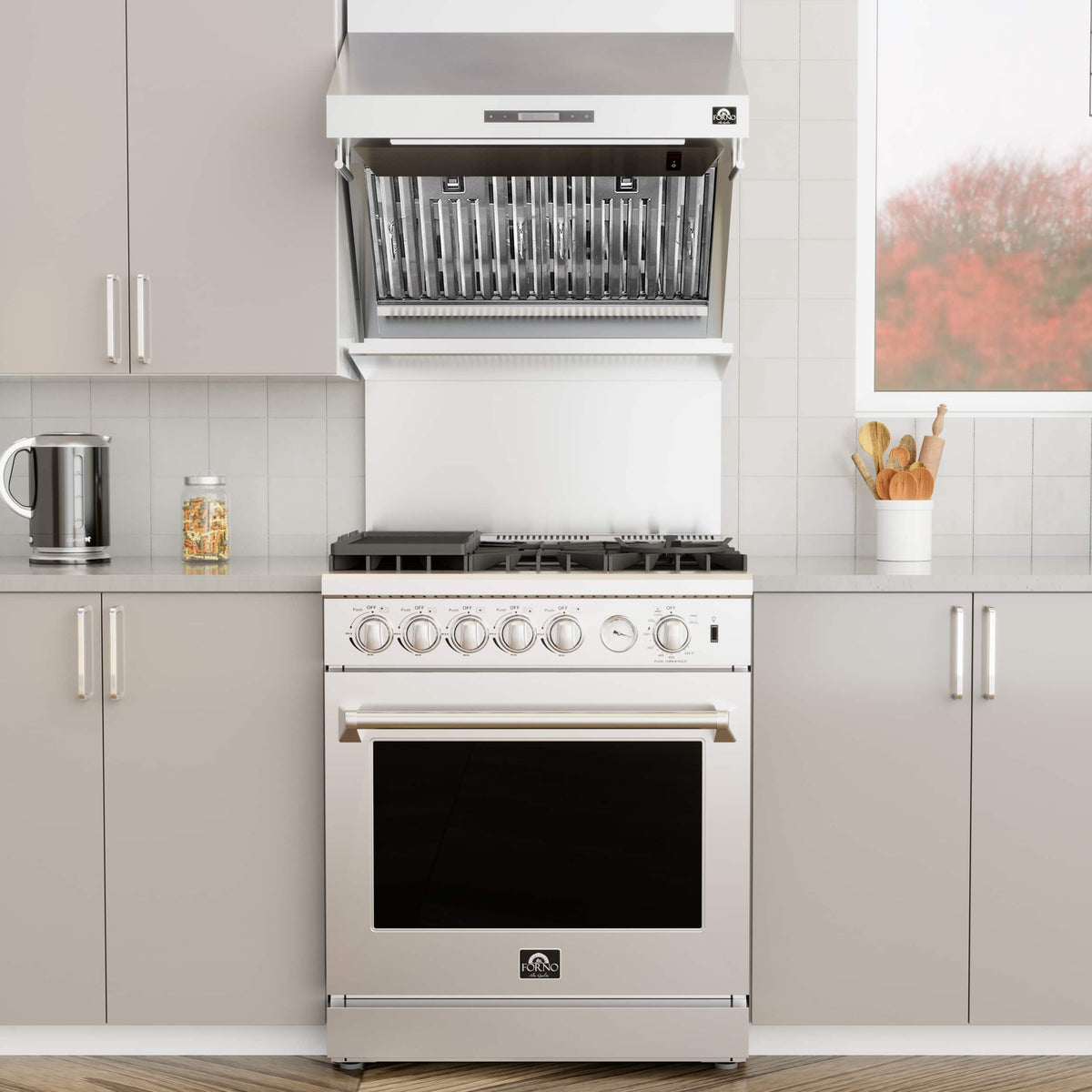 Forno Appliances - 30 inches - Externally Vented - Wall Range Hood - Silver