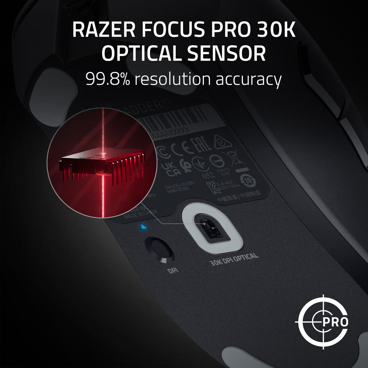 Razer - DeathAdder V3 Lightweight Optical Gaming Mouse with 8K Hz HyperPolling Technology - Wired - Black