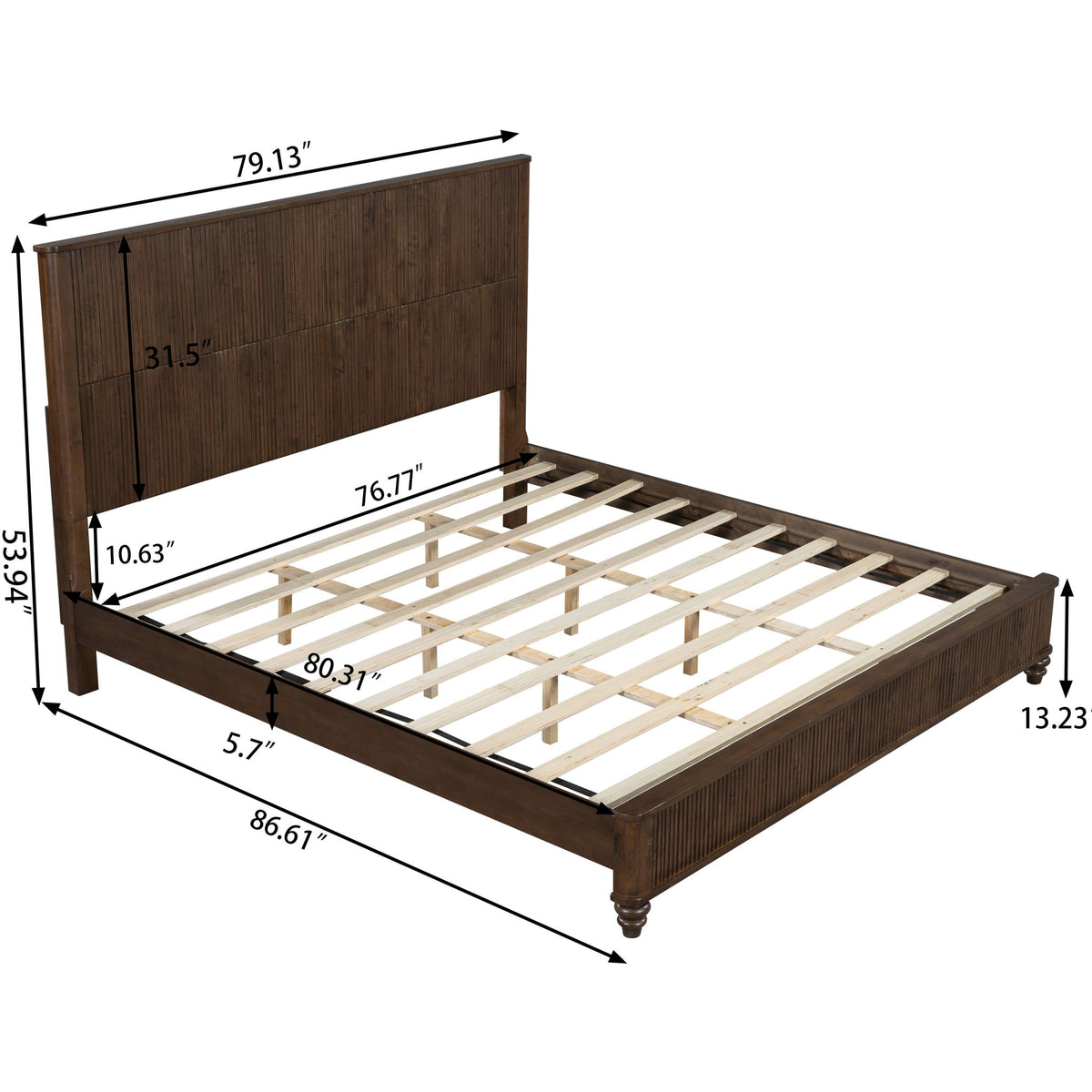 Estructura de cama de plataforma y cabecero alto