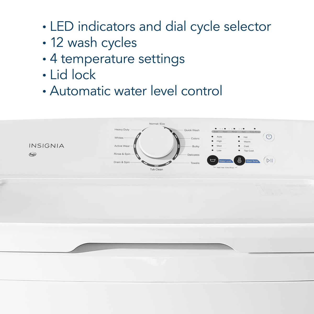 Insignia™ - 3.7 Cu. Ft. High Efficiency 12-Cycle Top-Loading Washer - White
