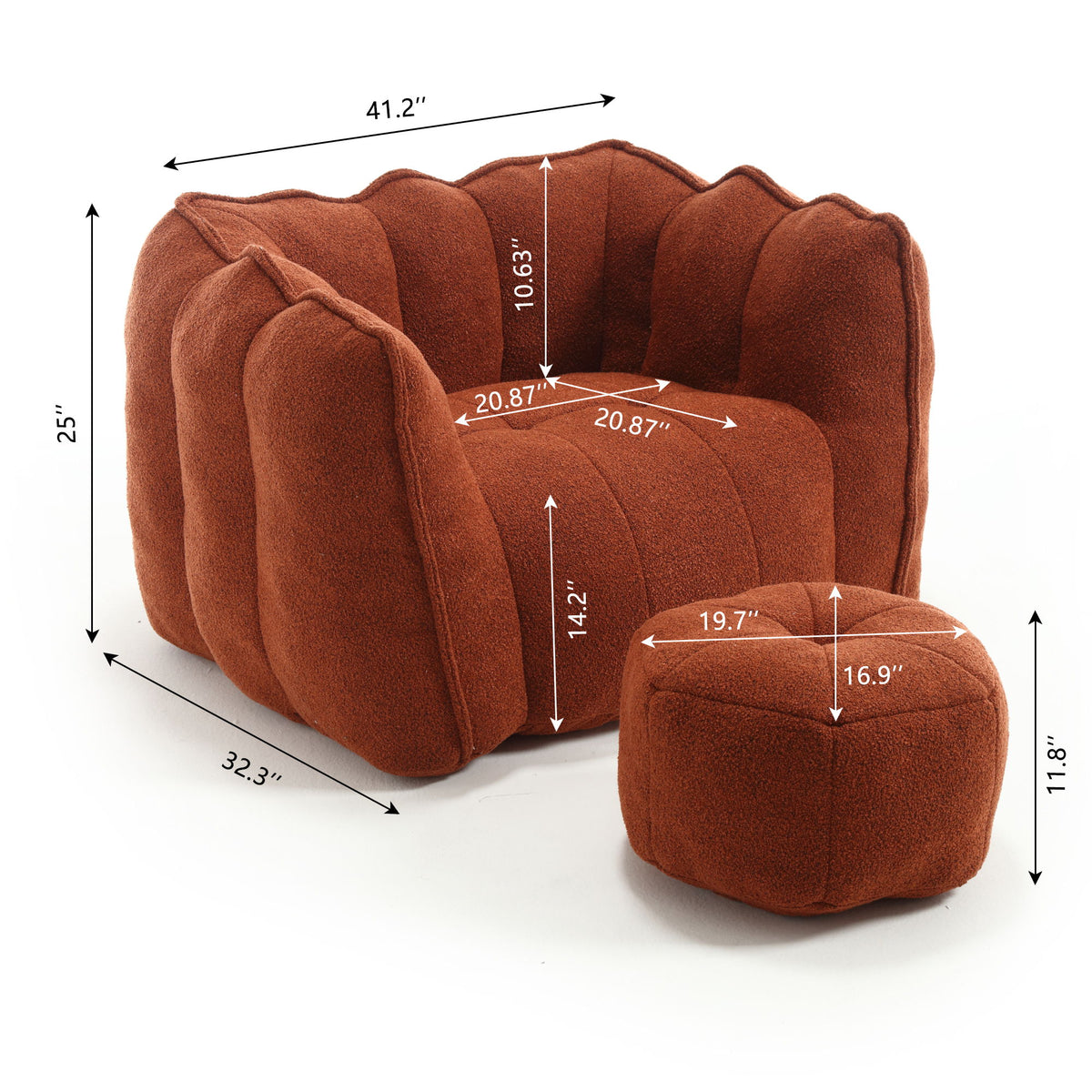 Soft Bean Bag Chair With High Resilient Foam