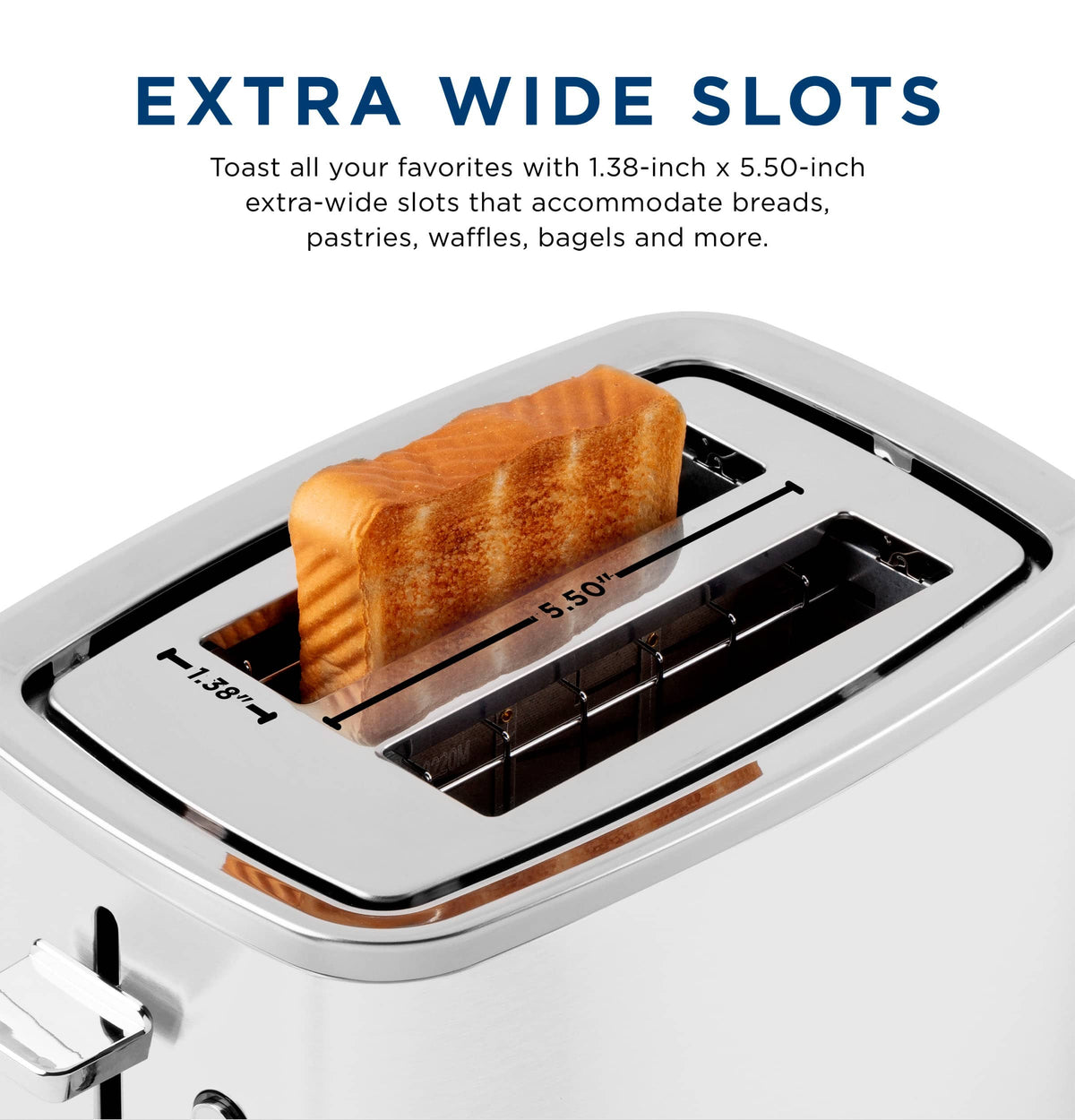 GE - 2-Slice Toaster with 7 Shade Settings and Extra Wide Slots - Snow White