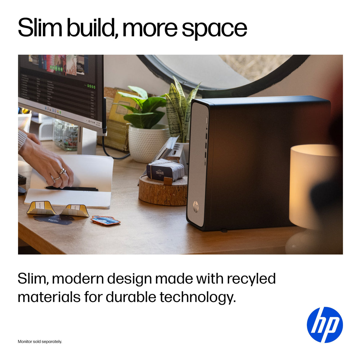 HP - OmniDesk Slim Desktop - Intel Core i3-13100 2023 - 8GB DDR5 Memory - 256GB SSD - Meteor Silver