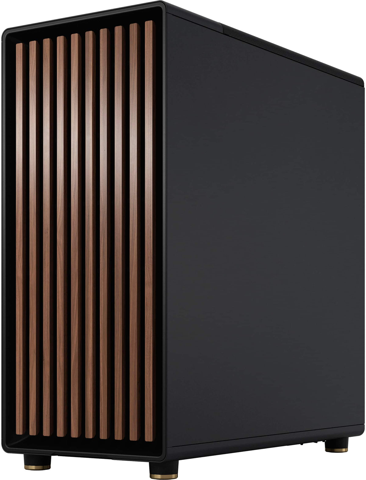 Fractal Design - North Charcoal Black with Walnut Front and Mesh Side Panel Mid-Tower PC Case - Black
