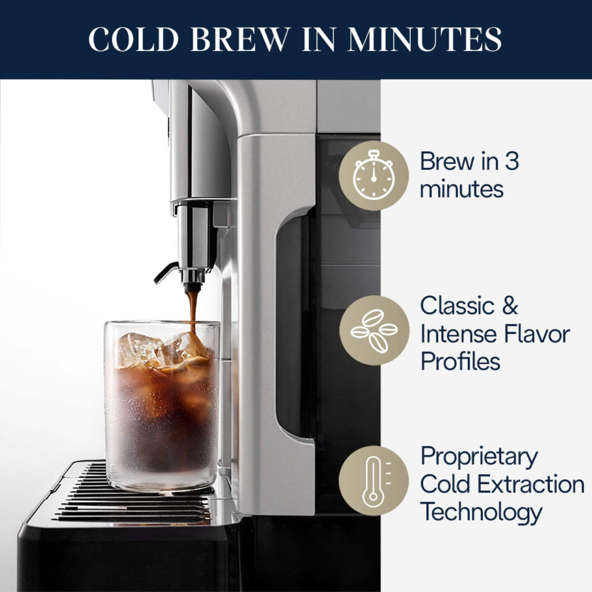De'Longhi - Eletta Explore Fully Automatic Espresso Machine with Cold Brew - Silver