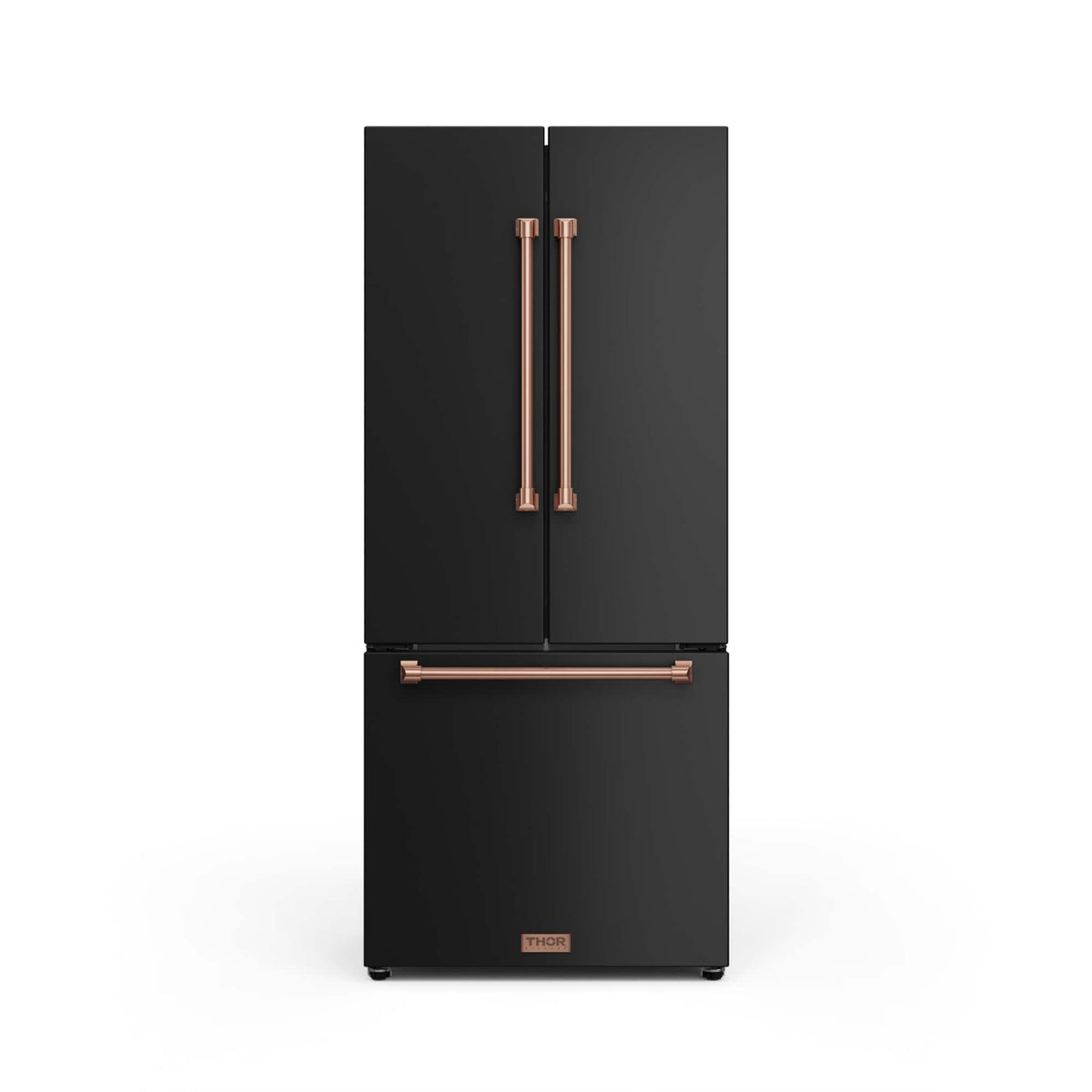 30 in. Wide Gordon Ramsay Series by Thor Kitchen 17.5 Cu. Ft. Counter Depth Refrigerator with Rose Gold Hardware - Black