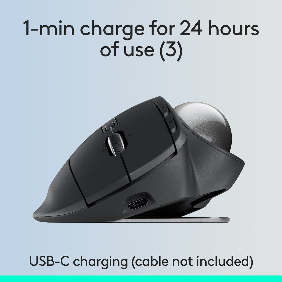 Logitech - MX ERGO S PLUS Wireless Ergonomic Trackball Mouse with 6 Programmable Buttons - Wireless - Graphite