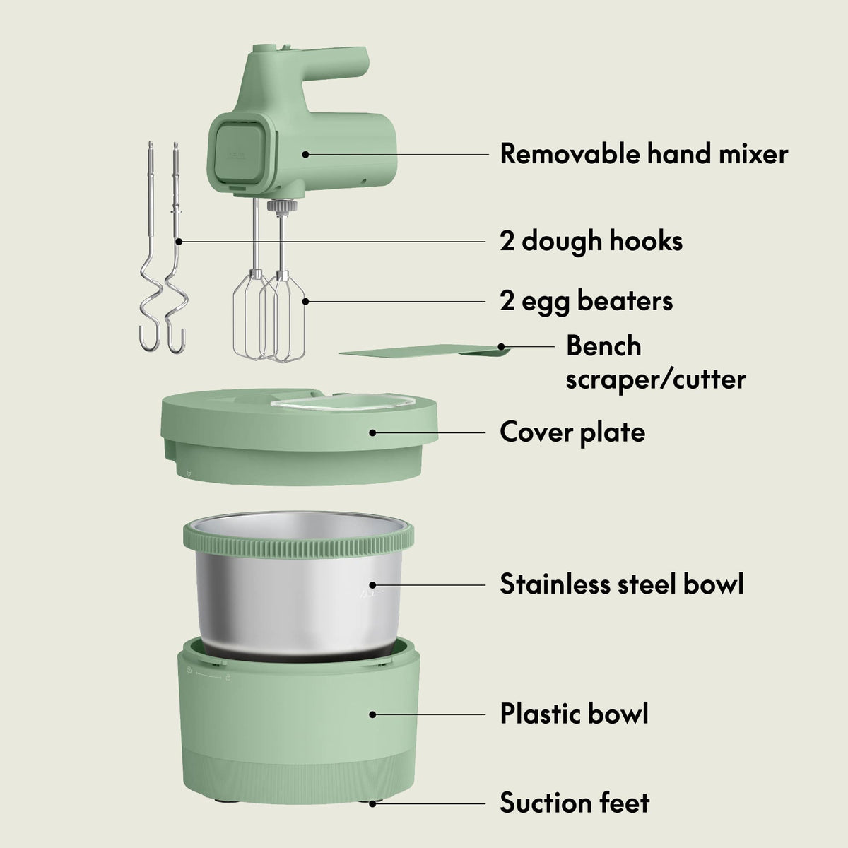 Bella - 3.5-qt. Hand & Stand Mixer - Seaglass