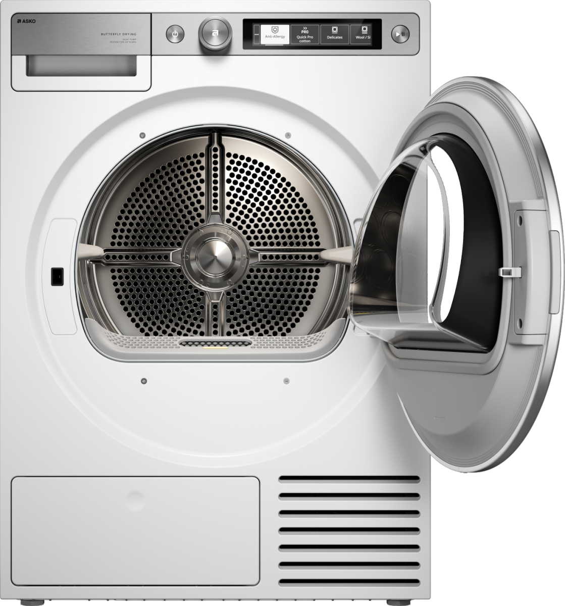 Asko - 5.2 cu. ft. Stackable Electric Vented Dryer - Butterfly Drying System, Soft Drum Technology, 17 Programs – - White