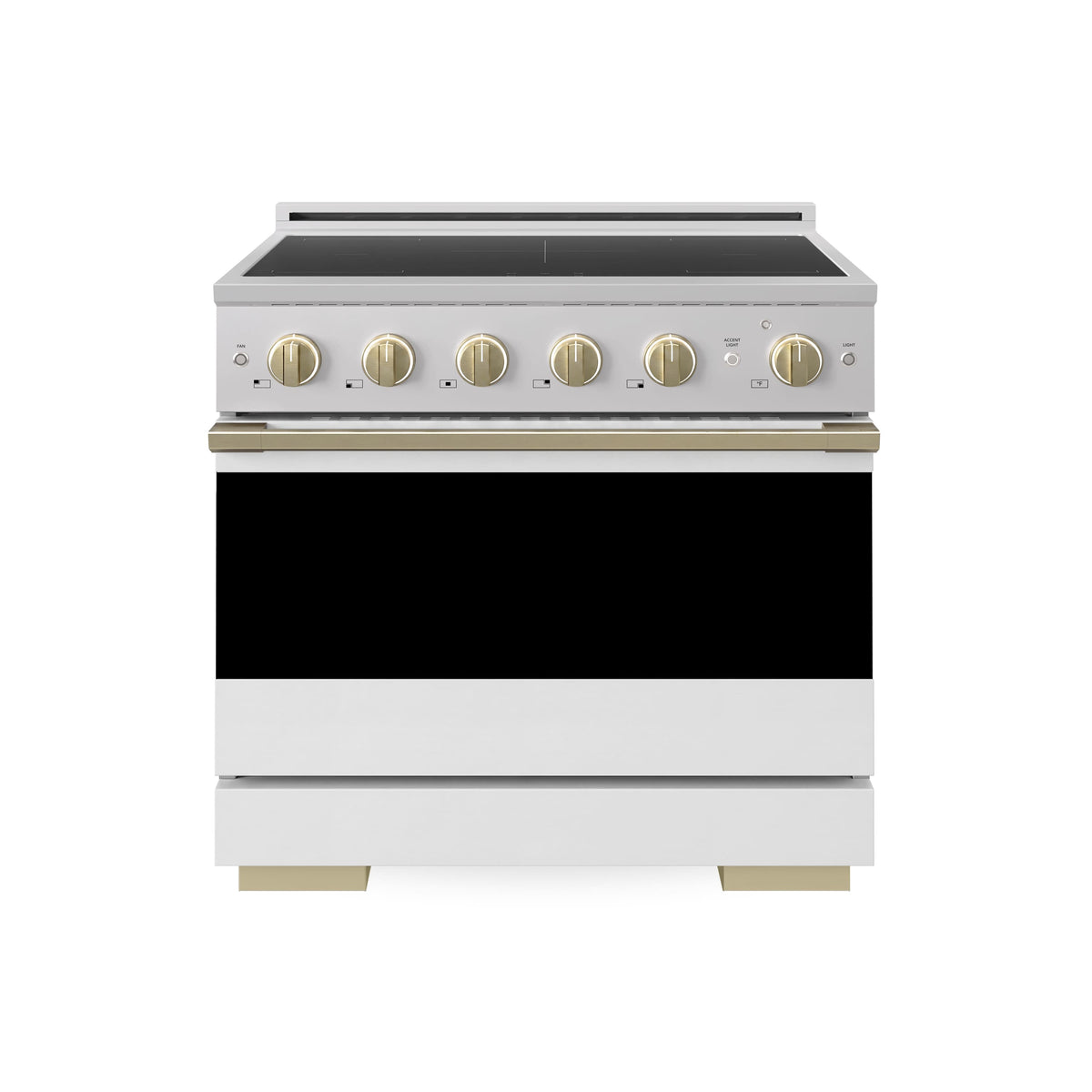 ZLINE - Autograph 36 in. 5.2 cu. ft. Marino Freestanding Induction Range with 5 Burners and Bronze Accents with White Door - White Matte