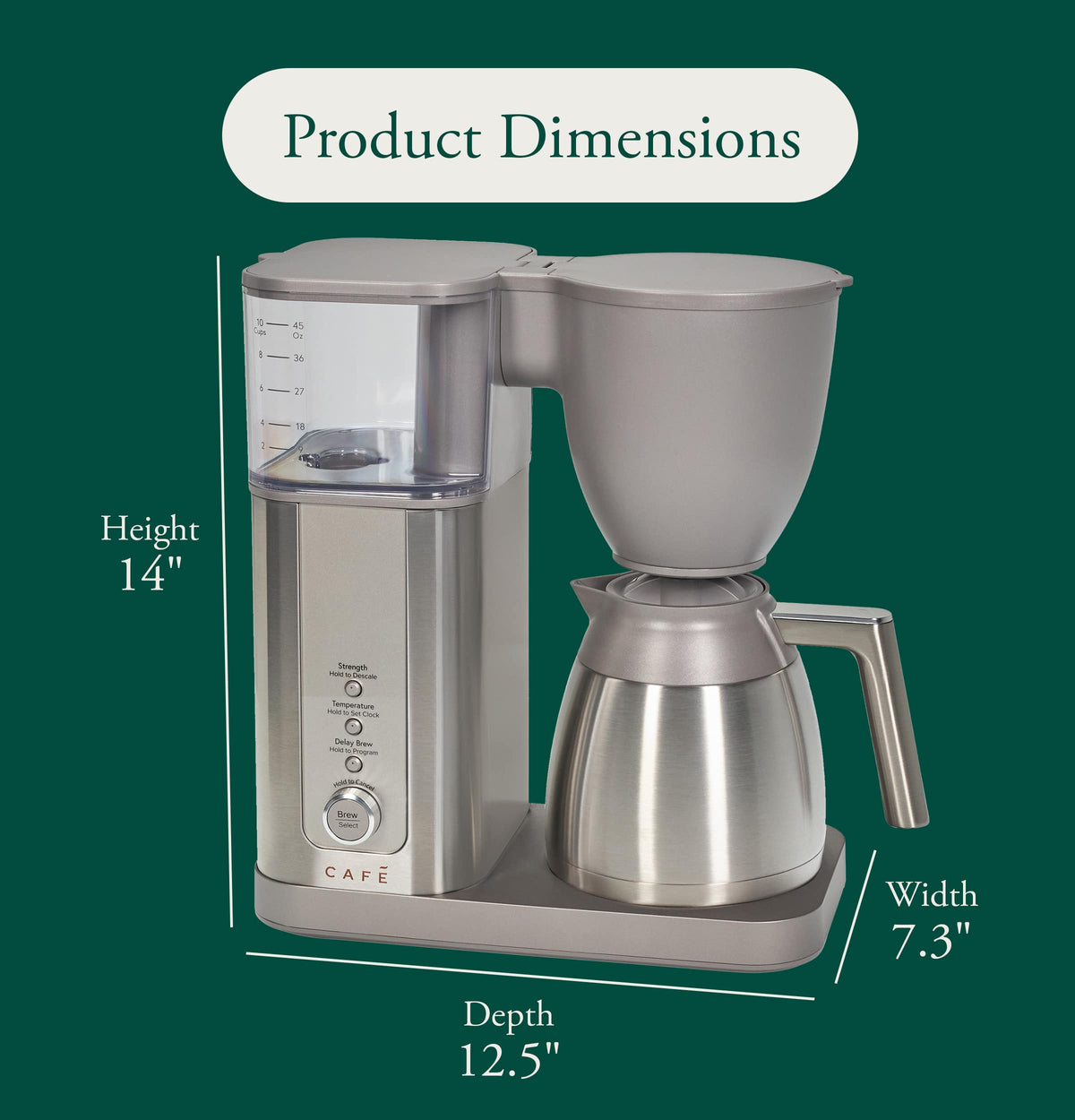 Café - Specialty Smart 10-Cup and Single Serve Coffee Maker with Insulated Thermal Carafe - Stainless Steel
