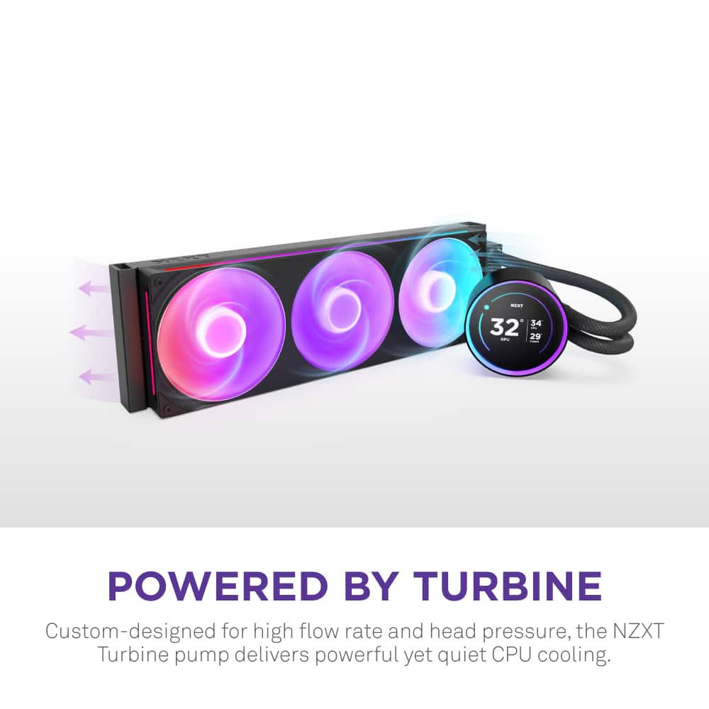 NZXT - Kraken Elite RGB 360mm 2024 Radiator (1x Single-Frame RGB Core Fan) Liquid Cooler with 2.72" 60FPS Display - Black