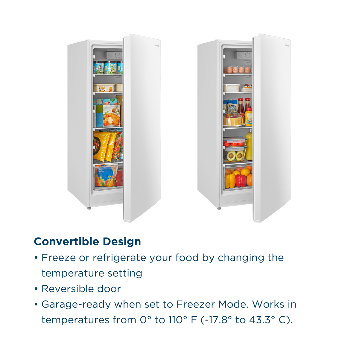 Insignia™ - 7.1 Cu. Ft. Garage Ready Upright Convertible Freezer - White