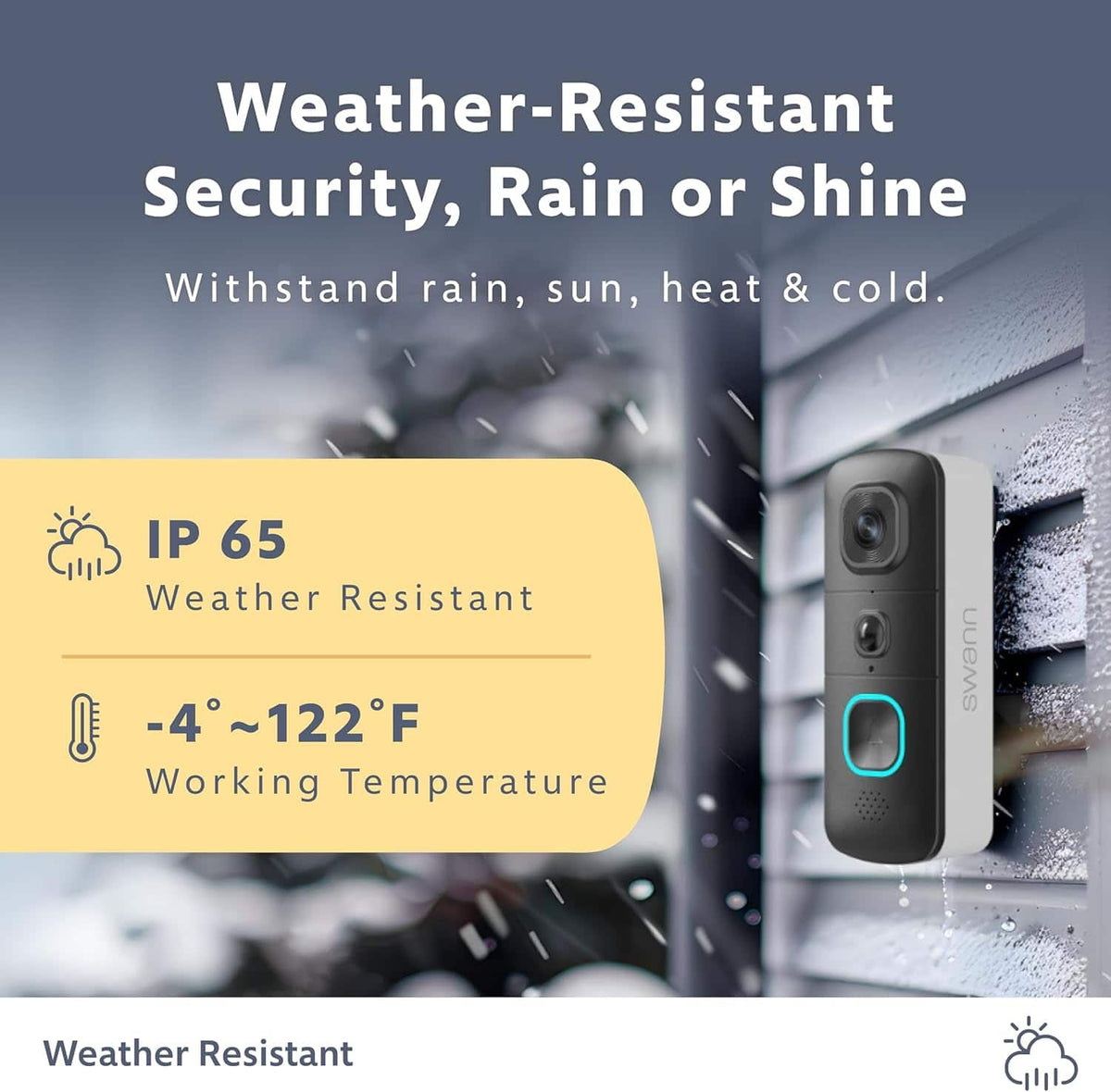 Swann - EVO HD Wi-Fi Video Doorbell: Wired or wire-free, motion detection, night vision, 2-way talk, local/cloud storage - Black