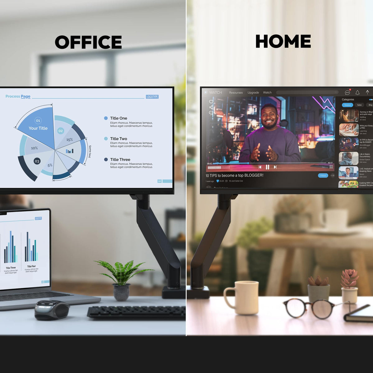 j5create - Ergonomic Dual Monitor Desk Mount for Most 17”-32” Monitors - Black