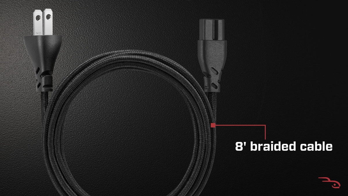 Rocketfish™ - 8 ft. Polarized Braided Power Cord - Black