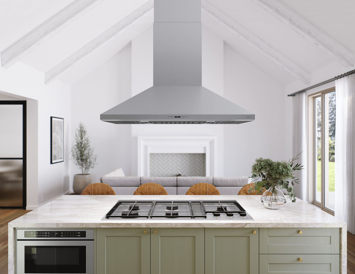 Zephyr - 36 inches - Externally Vented - Island Range Hood - Stainless Steel