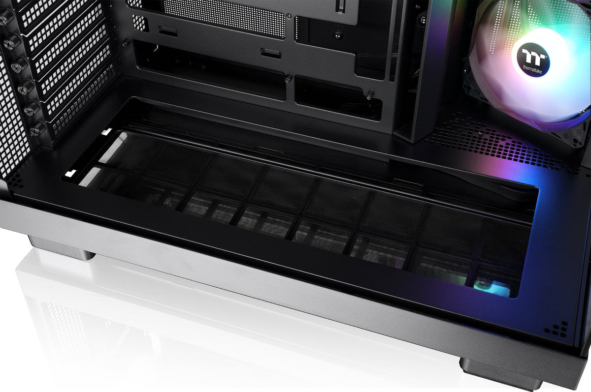 Thermaltake - View 380 XL TG ARGB Dual-Chamber Chassis with Hidden-Connector Motherboard Support ATX Mid Tower PC Case - Black