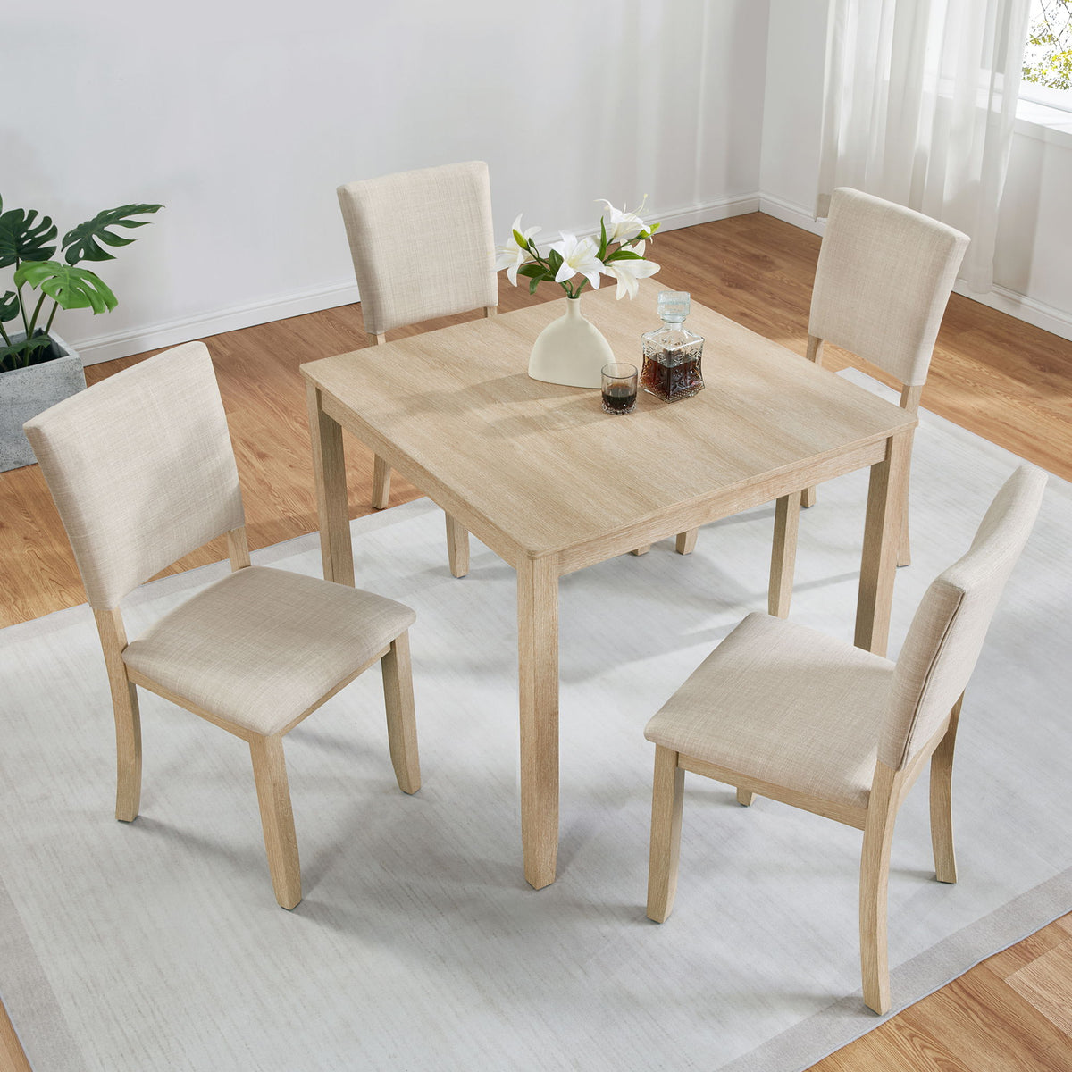 Set de mesa de comedor moderna para 4 personas con 4 sillas