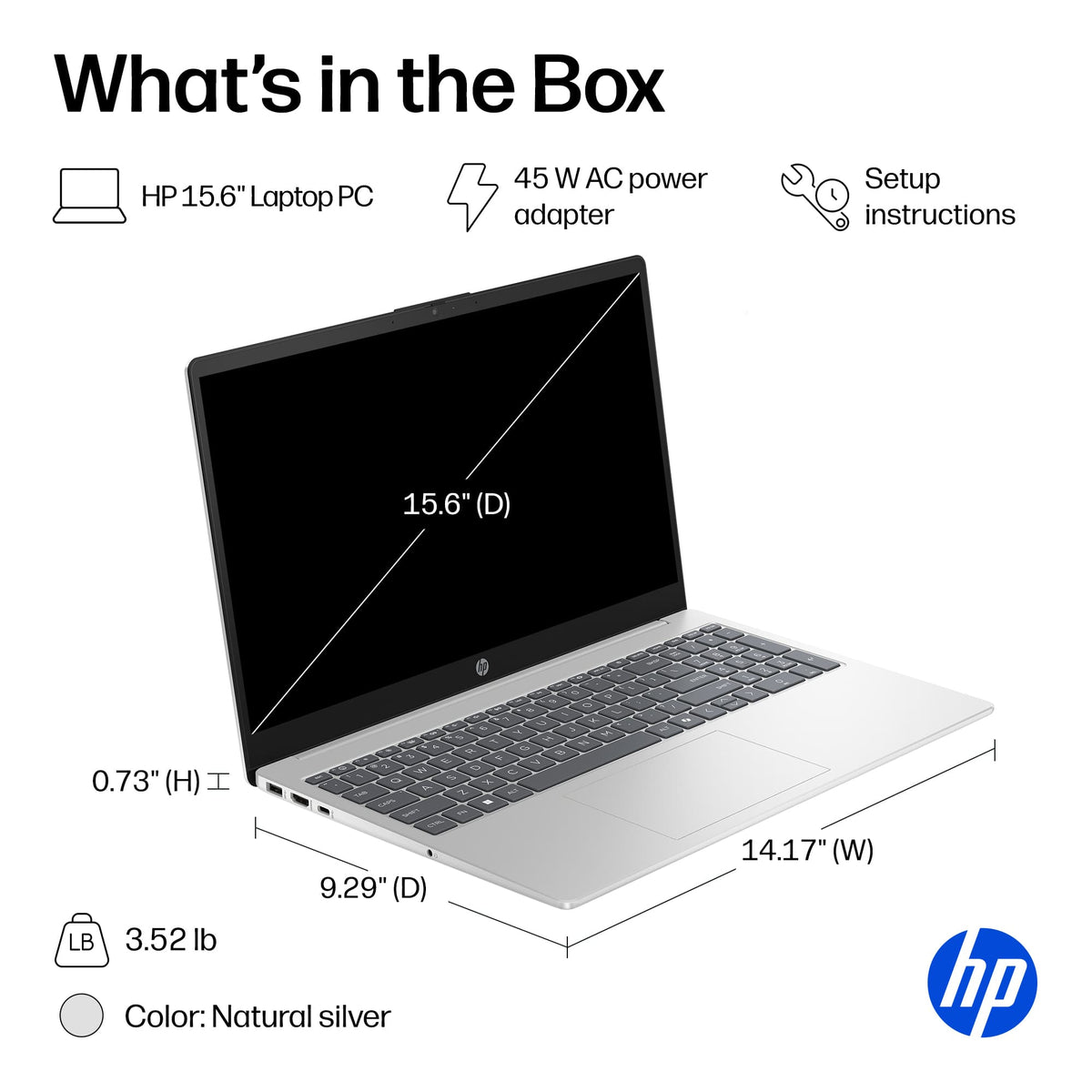 HP - 15.6" Laptop - Intel N100 Processor - 4GB Memory - 128GB Storage - Natural Silver